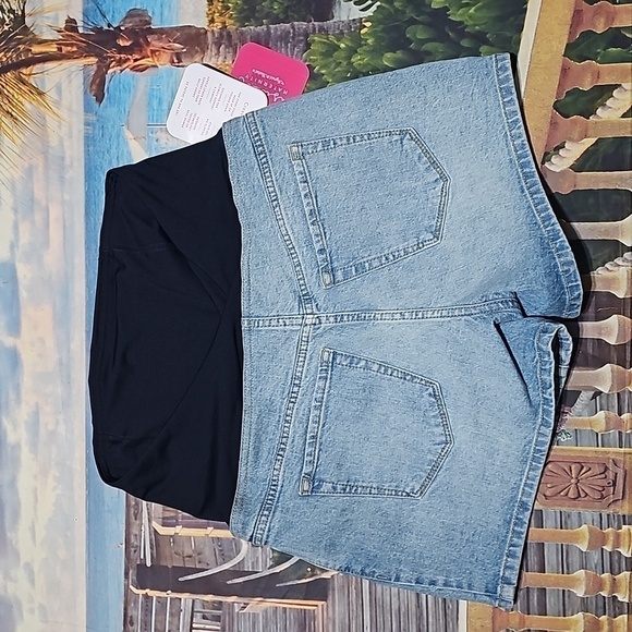 Isabel Maternity Crossover Panel Pregnancy Denim Shorts Size 6/28 NWT - Picture 4 of 7